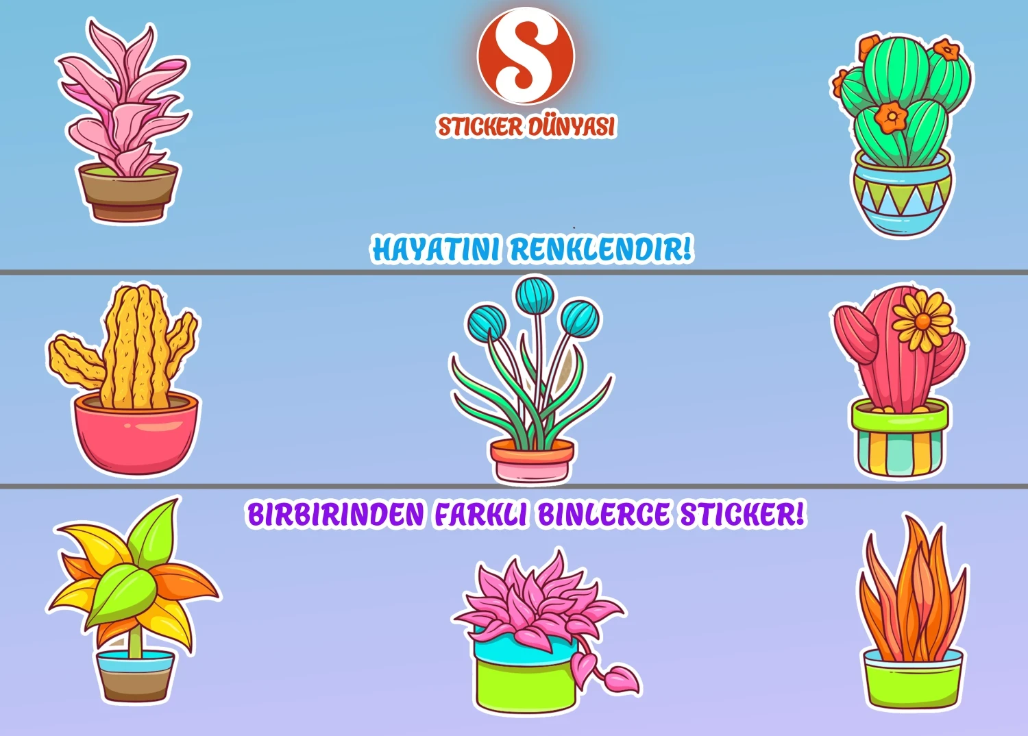 Otantik Bitkiler Temalı Yaratıcı Sticker Koleksiyonu (Otantik-Bitki3) görsel 4